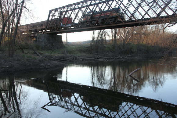 Mixed Train crossing The Esopus Creek on the restored C9 Bridge